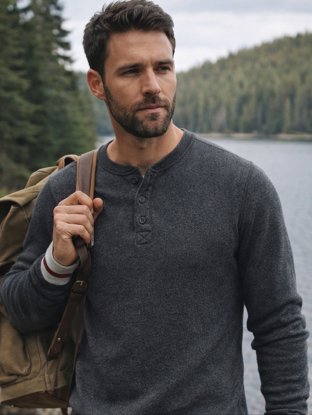 Canadiana Men’s Size Large Gray Waffle Knit Thermal Top